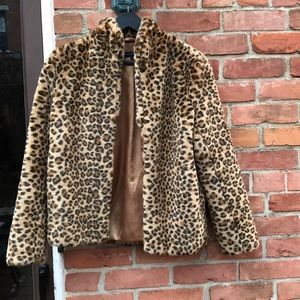 French Connection Leopard Print Faux Fur Coat